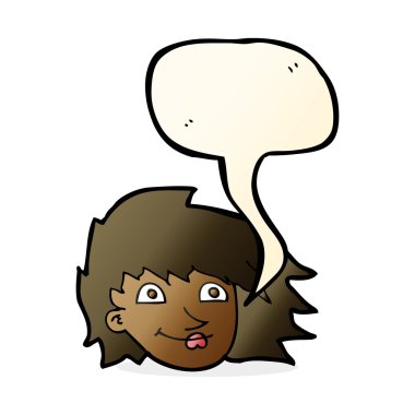 Konuşma baloncuklu bir kadın yüzü.