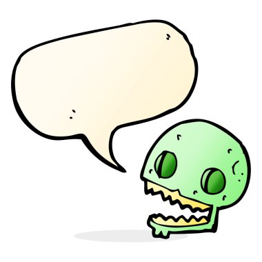 Konuşma baloncuklu garip kafatası