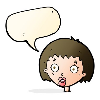 karikatür kadın yüzünü şaşırttı konuşma baloncuğuyla