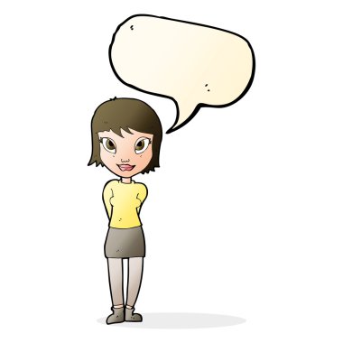 Konuşma balonu olan güzel bir kız.