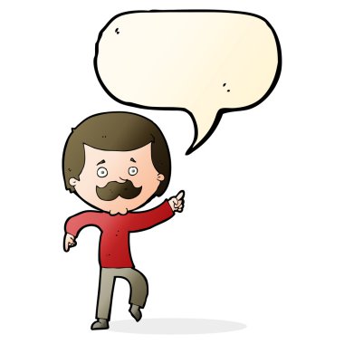 Konuşma baloncuğuyla dans eden baba.