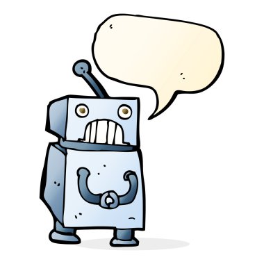 Konuşma baloncuklu çizgi film robotu