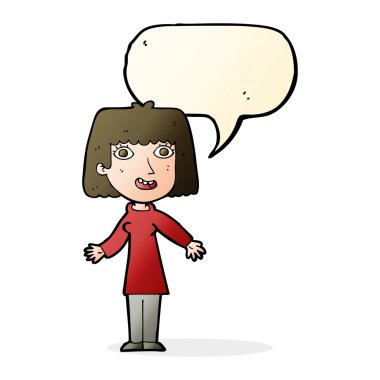 çizgi film mutlu kadın konuşma balonu ile