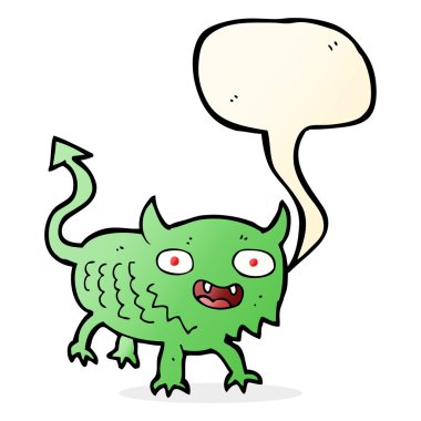 Konuşma baloncuğu olan küçük şeytan.