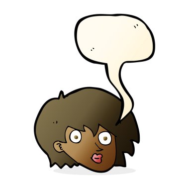 karikatür kadın yüzünü şaşırttı konuşma baloncuğuyla