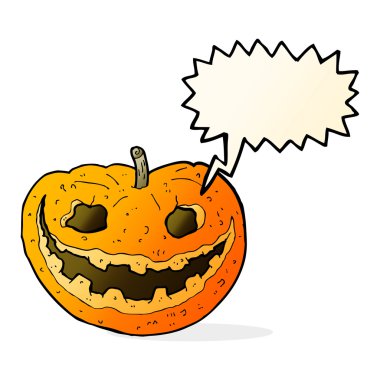 Konuşma baloncuklu garip balkabağı.