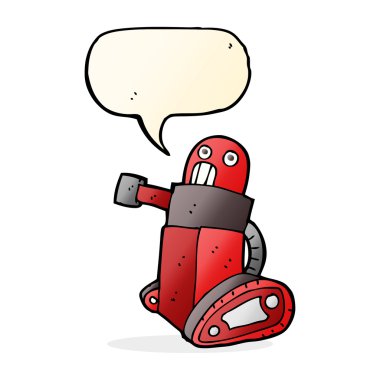 Konuşma baloncuklu çizgi film tankı robotu