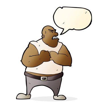 Konuşma baloncuğu olan vahşi bir adam.