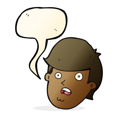 Konuşma baloncuğu olan koca çeneli çizgi film adamı.