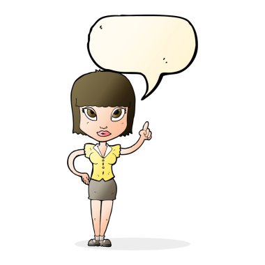 Konuşma baloncuğu fikri olan güzel bir kız.