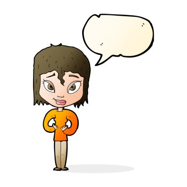 çizgi film memnun kadınla konuşma balonu