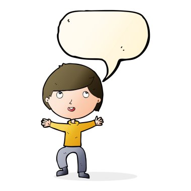 çizgi film mutlu çocuk konuşma balonu ile