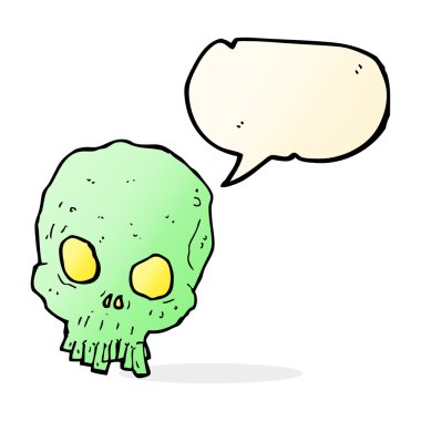 Konuşma baloncuklu garip kafatası