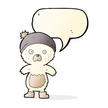 Konuşma baloncuklu sevimli oyuncak ayı.