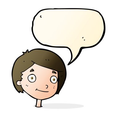 çizgi film mutlu çocuk konuşma balonu ile