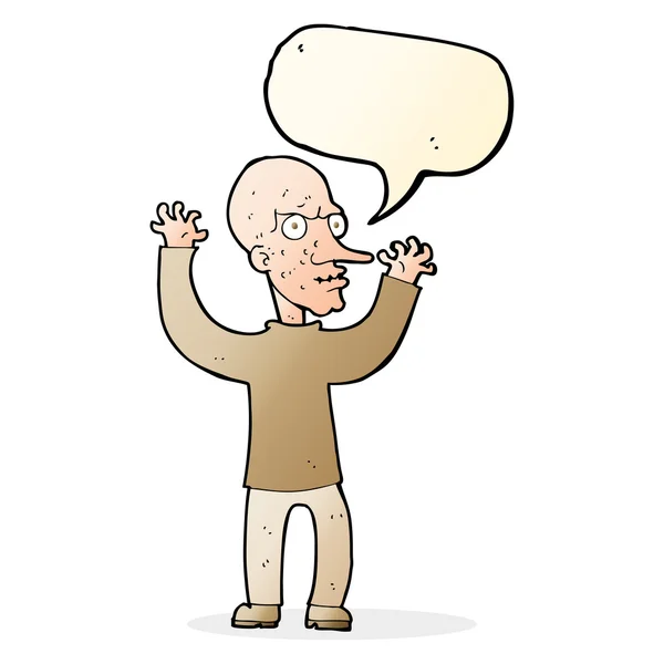Cartone animato uomo medio con bolla discorso — Vettoriale Stock
