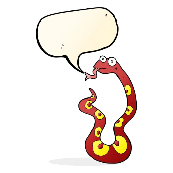 Serpiente de dibujos animados con burbuja del habla — Vector de stock