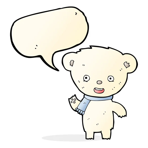 Dibujos animados lindo oso polar con burbuja de habla — Vector de stock