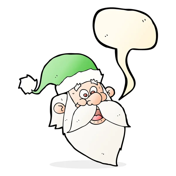Dibujos animados alegre Santa Claus cara con burbuja del habla — Archivo Imágenes Vectoriales