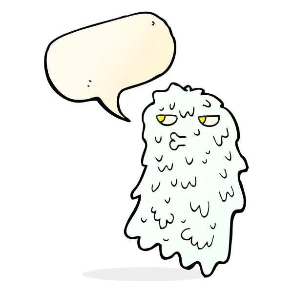 Cartoon gross ghost with speech bubble — Stock Vector