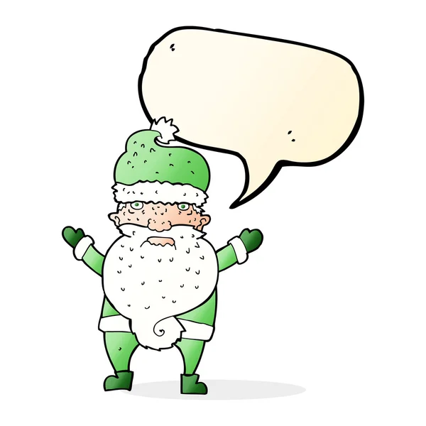 Cartoon grumpy santa with speech bubble — Stock Vector