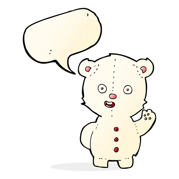 Lindo oso polar de dibujos animados con burbuja de habla — Vector de stock