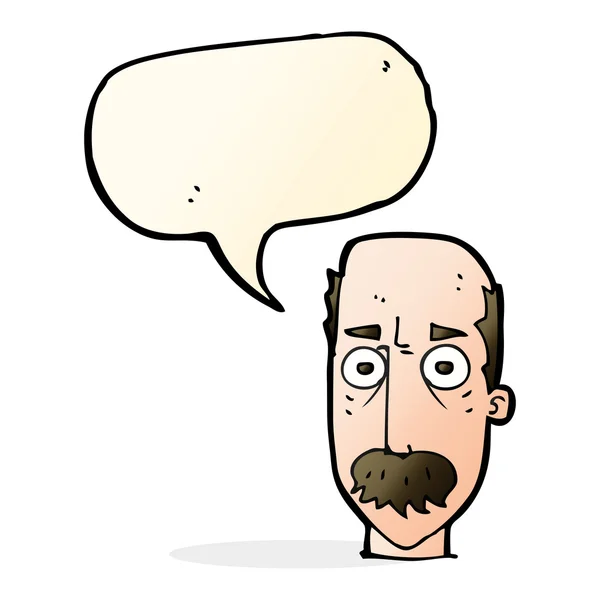 Καρτούν άνθρωπος με μουστάκι με φούσκα ομιλία — Διανυσματικό Αρχείο