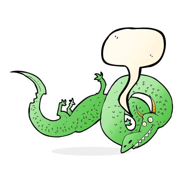 Dibujos animados dragón chino con burbuja de habla — Vector de stock