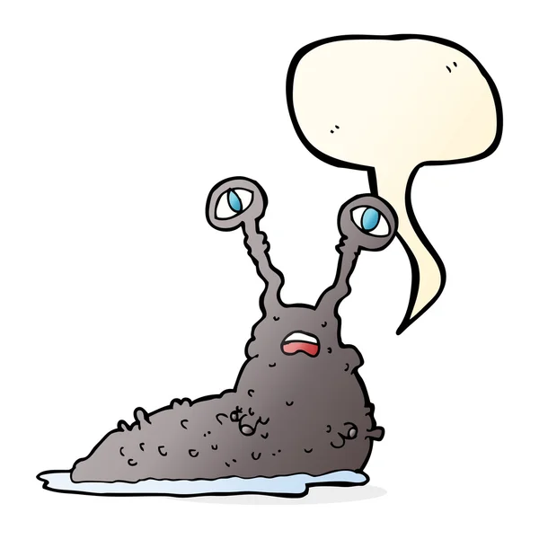 Cartoon gross slug with speech bubble — Stock Vector