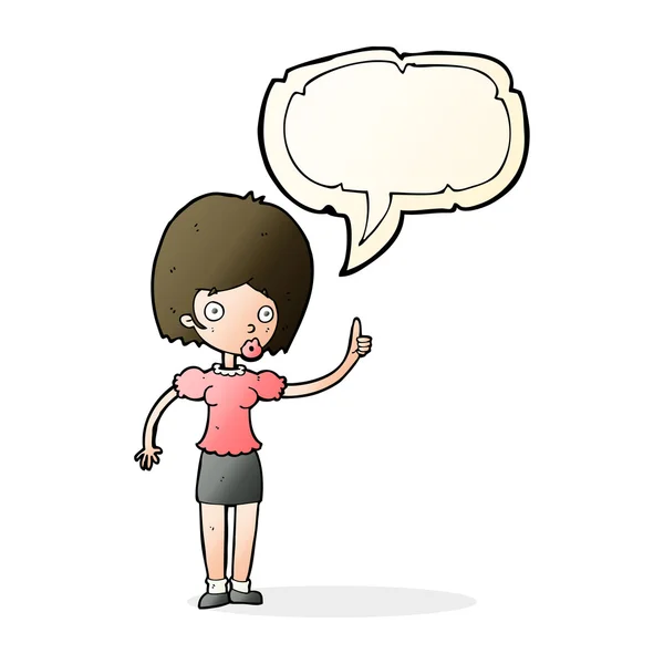 Cartoon woman with idea with speech bubble — Stock Vector