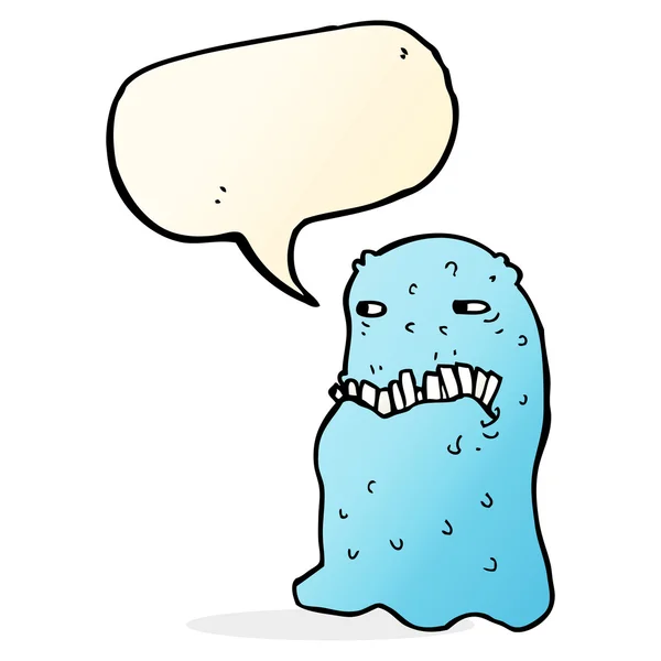 Cartoon gross ghost with speech bubble — Stock Vector