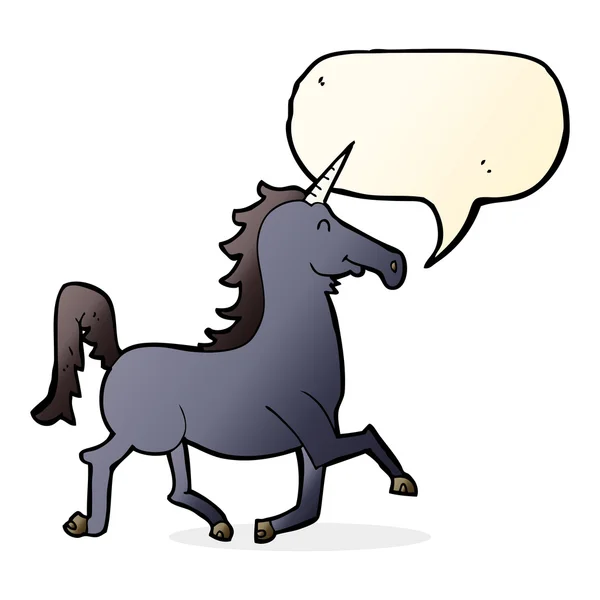 Cartoon unicorn with speech bubble — Stock Vector