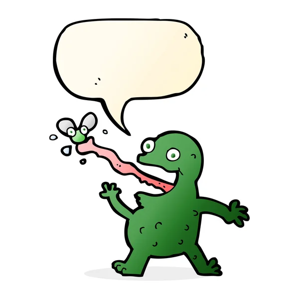 卡通青蛙捉苍蝇与讲话泡泡 — 图库矢量图片