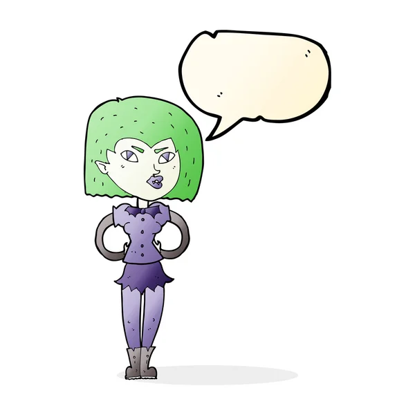 Fumetto vampiro ragazza con discorso bolla — Vettoriale Stock
