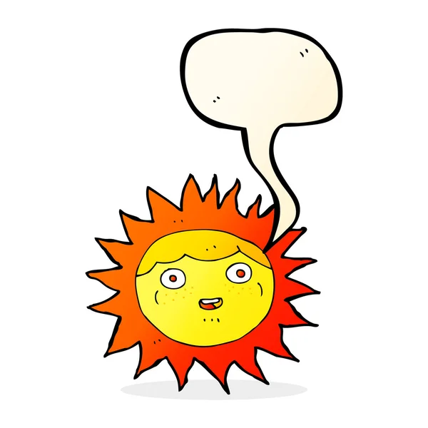 Sun cartoon character with speech bubble — Stock Vector
