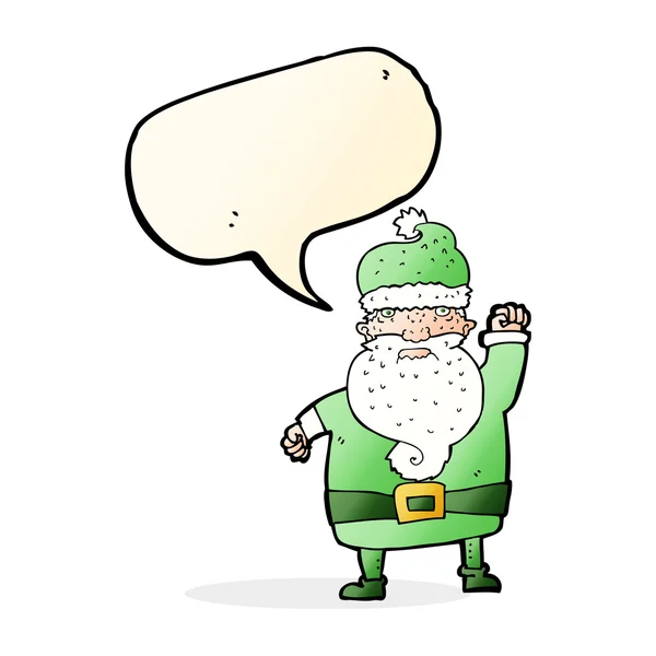 Мультяшный сердитый Санта Клаус с речевым пузырем — стоковый вектор