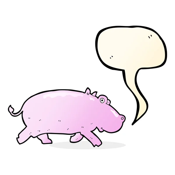 Hipopótamo de dibujos animados con burbuja del habla — Archivo Imágenes Vectoriales