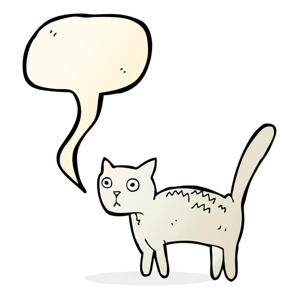 Dibujos animados asustado gato con el habla burbuja — Vector de stock