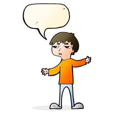 çizgi film konuşma baloncuğu ile rahatsız çocuk