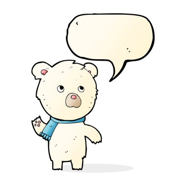 şirin kutup ayısı konuşma balonu ile çizgi film