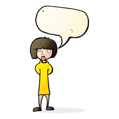 çizgi film meraklı kadın ile konuşma balonu