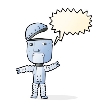 Konuşma baloncuklu çizgi film robotu