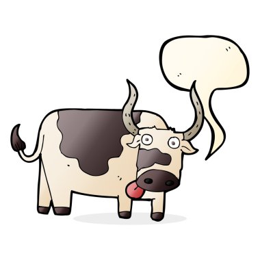 Konuşma baloncuklu çizgi film boğası