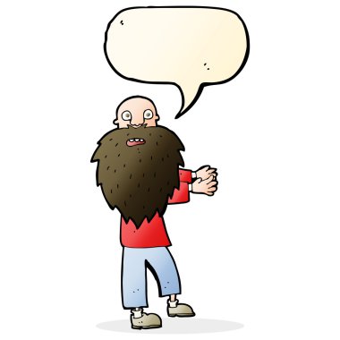 karikatür konuşma balonu ile yaşlı adam sakallı