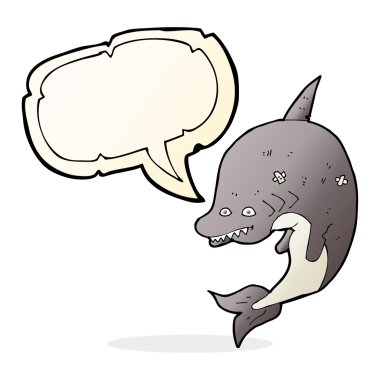 Konuşma baloncuklu çizgi film köpekbalığı