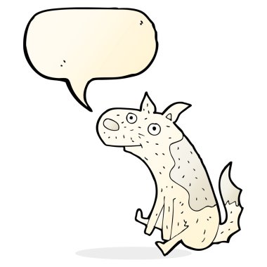 Konuşma baloncuğu olan çizgi film köpeği