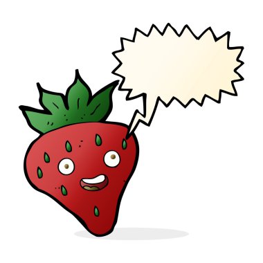 karikatür mutlu çilek ile konuşma balonu