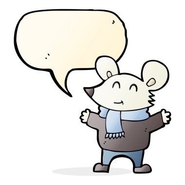 Konuşma baloncuklu çizgi film faresi