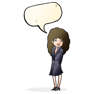 Konuşma baloncuğu olan bir kadın casus.