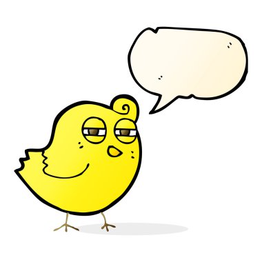 Konuşma baloncuklu komik çizgi film kuşu